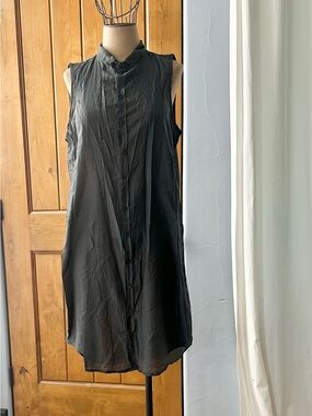 CP Shades Charcoal Grey Dress. Cotton/Silk, Front Button, Sleeveless. Preloved.